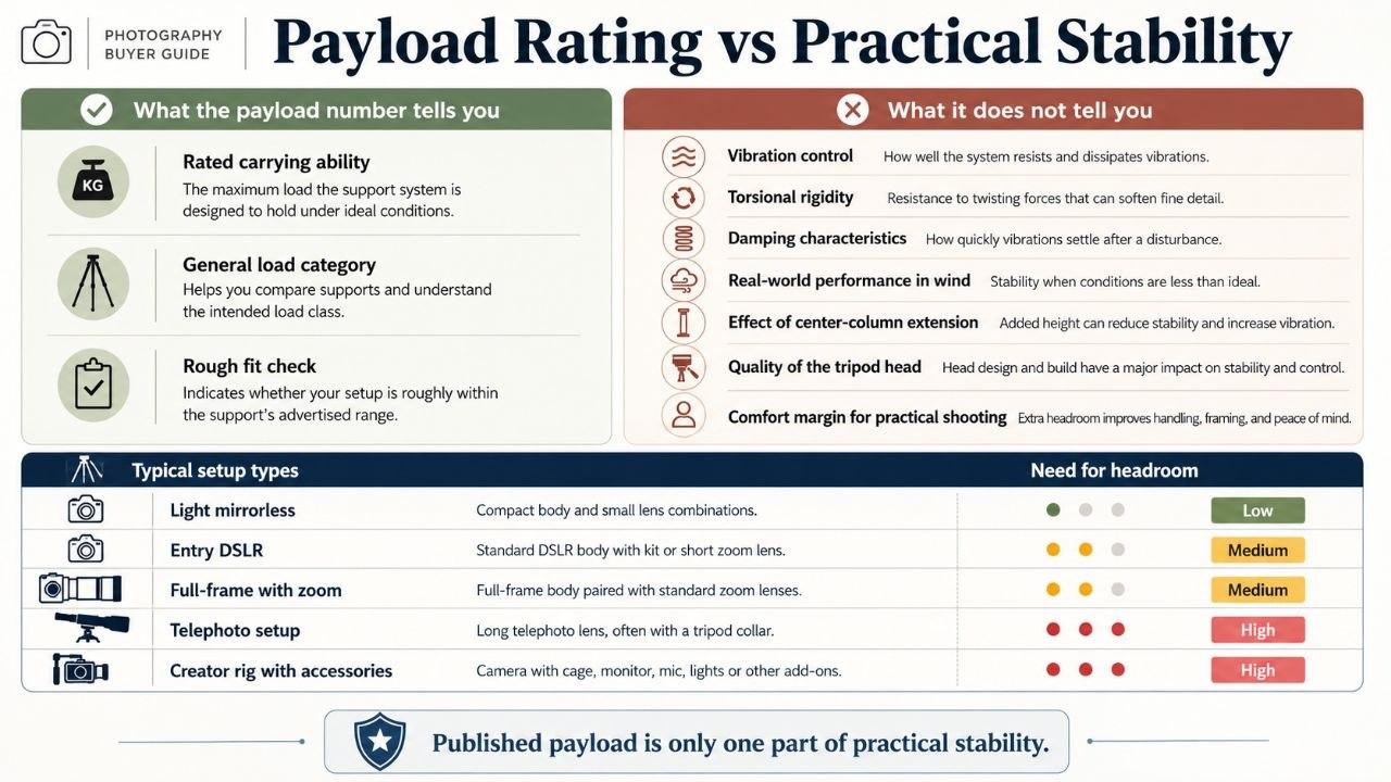 Payload rating vs practical stability infographic